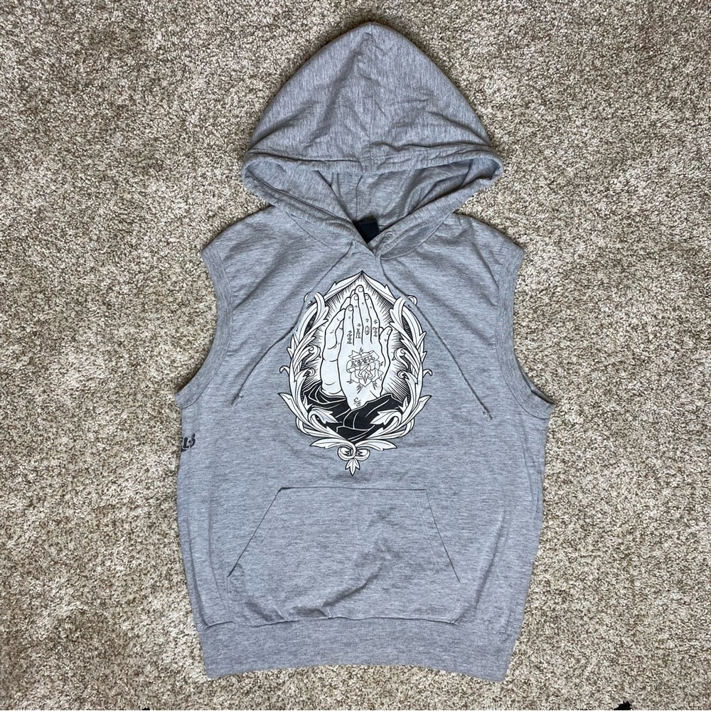 REBEL 8 Love Prayers Tattoo Sleeveless Hooded Top Unisex